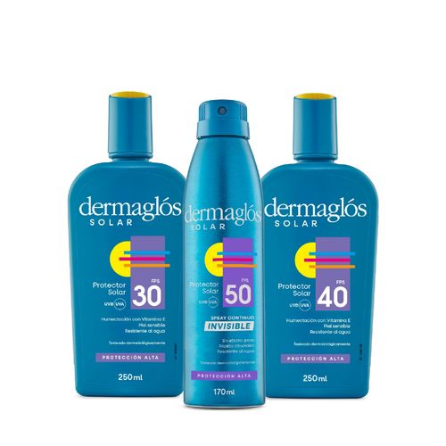 Combo Protector Solar Dermaglos Fps30, Fps40 y Fps50