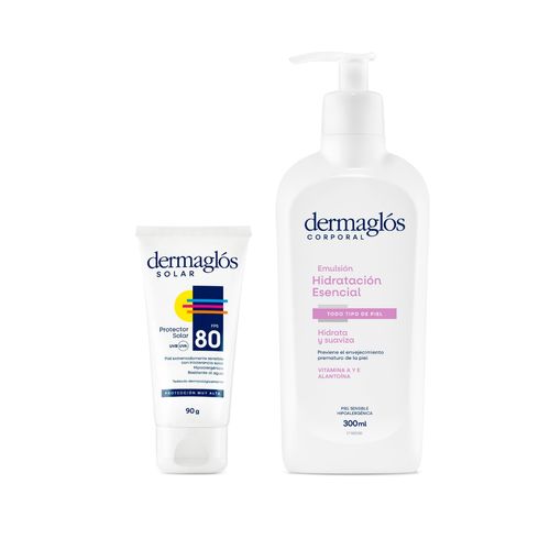 Combo Protector Solar Dermaglos FPS 80 e Hidratacion Esencial