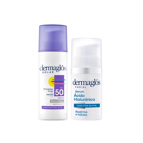 Combo Dermaglos Protector Solar Facial y Serum Acido Hialuronico