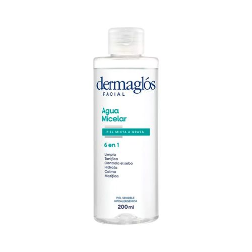 Agua Micelar Piel Mixta agrasa Dermaglos 6 en 1 200ml