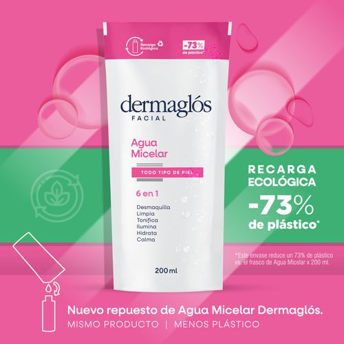 Refill Agua Micelar Dermaglos 6 en 1 200ml