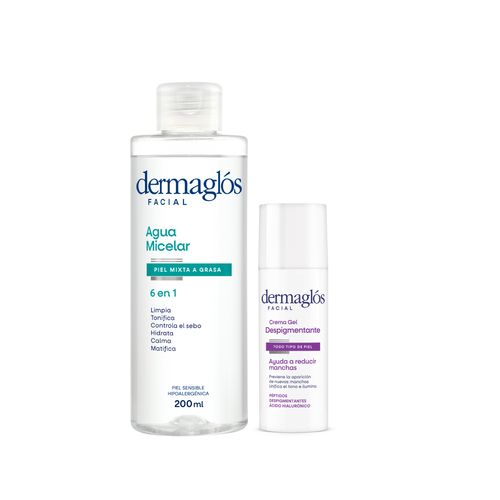 Combo Dermaglos Agua Micelar Mixta agrasa y Despigmentante