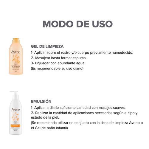Combo Cuidado Facial, Corporal Aveno Limpieza y Emulsion 400ml