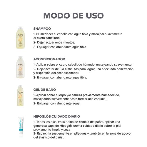 Combo Infantil Aveno Shampoo, Acondicionador, Gel e Hipoglos 30gr