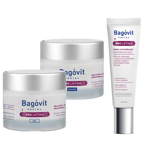 Combo Crema Bagovit Pro Lifting Piel Seca Dia, Noche y Contorno Ojos