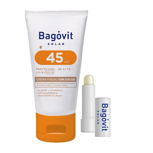 Combo Bagovit Protector Solar Fps40 50ml y Labial Fps35 5gr