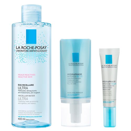 Combo La Roche Posay Hydraphase Riche, Contorno Ojos y Agua Micelar Reactiva 400ml