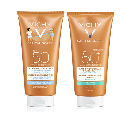 Combo Vichy Protectores Solares 300ml Leche y Pediatrico