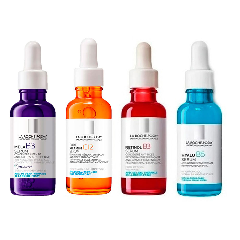 Combo La Roche Posay Moleculas Hyalu B5, Mela B3, Pure C12 y Retinol B3 Lrp Set Mela B3 + B3+ C12+ B5