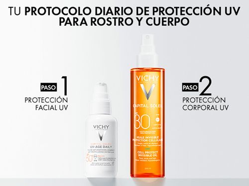 Protector Solar Facial Vichy UV Daily Fps50 Cell Protect Aceite Corporal y Neceser BOM