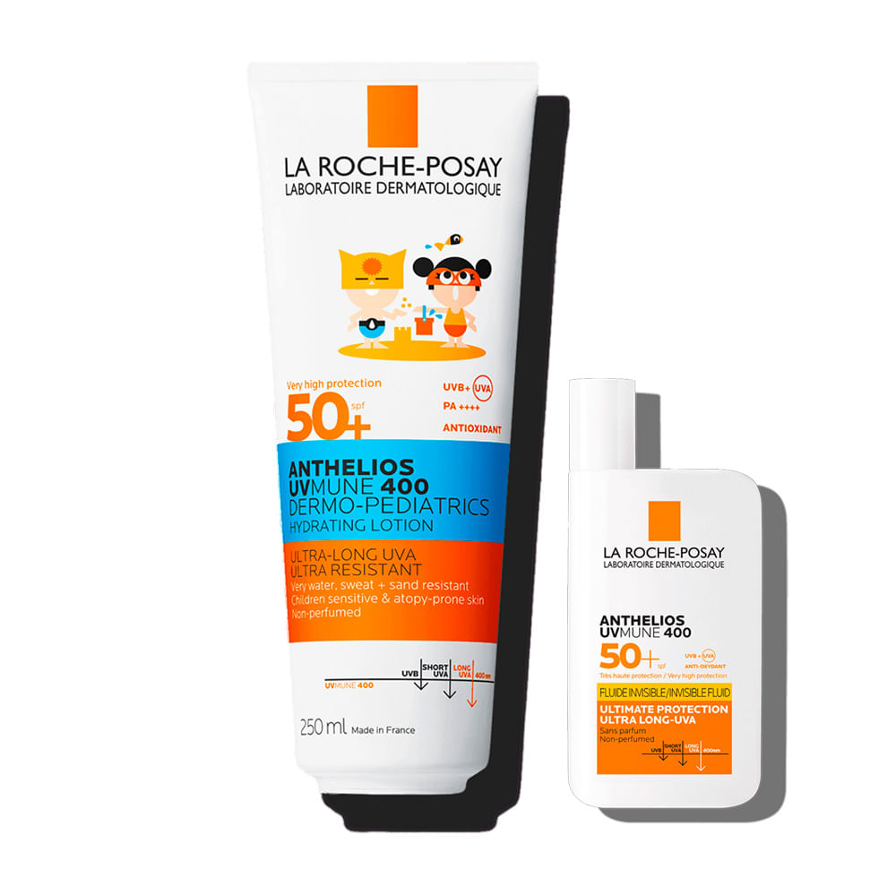 Combo La Roche Posay Protector Solar Anthelios Uv Mune 400 y Leche Pediatrica 250ml Lrp Set Shaka + Leche Pedi 250ml