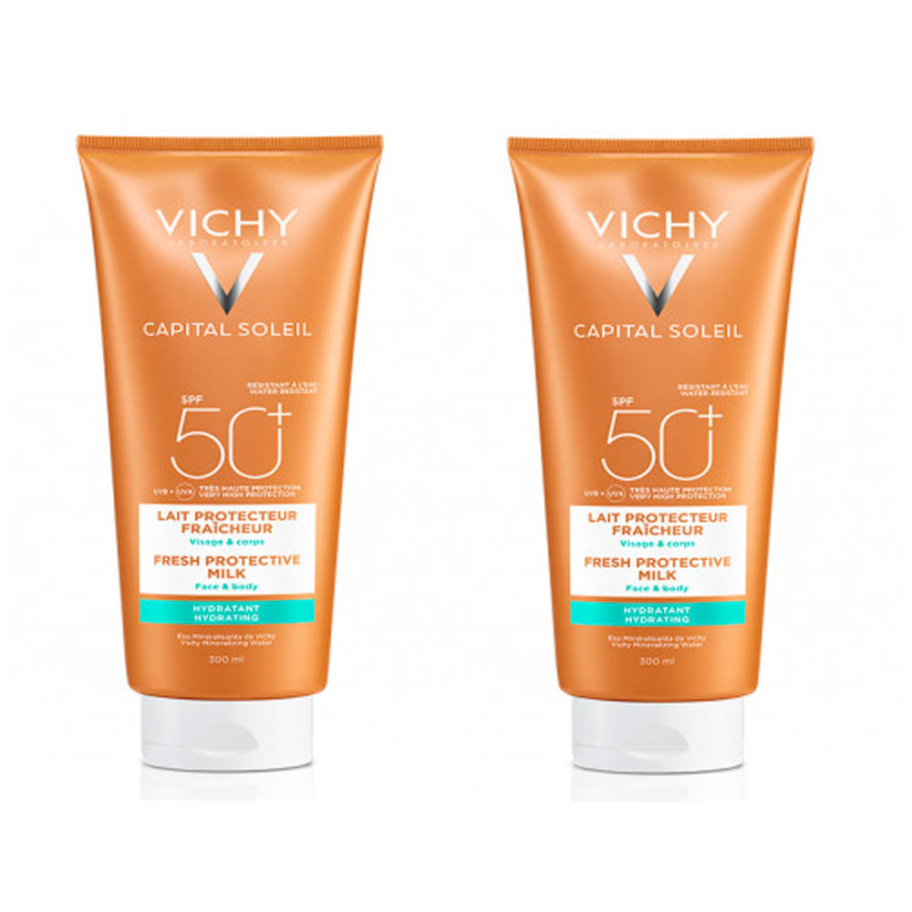 Combo Vichy Capital Soleil Protector Solar Fps50 Leche Familiar 300ml 2 unidades Vichy Set Soleil Leche 300 X2
