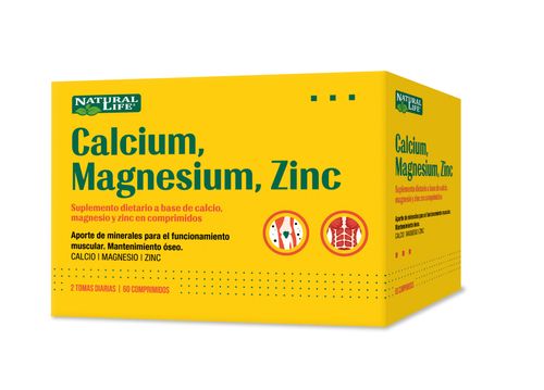 Suplemento Dietario Natural Life Calcio Magnesio Zinc 60 Comprimidos