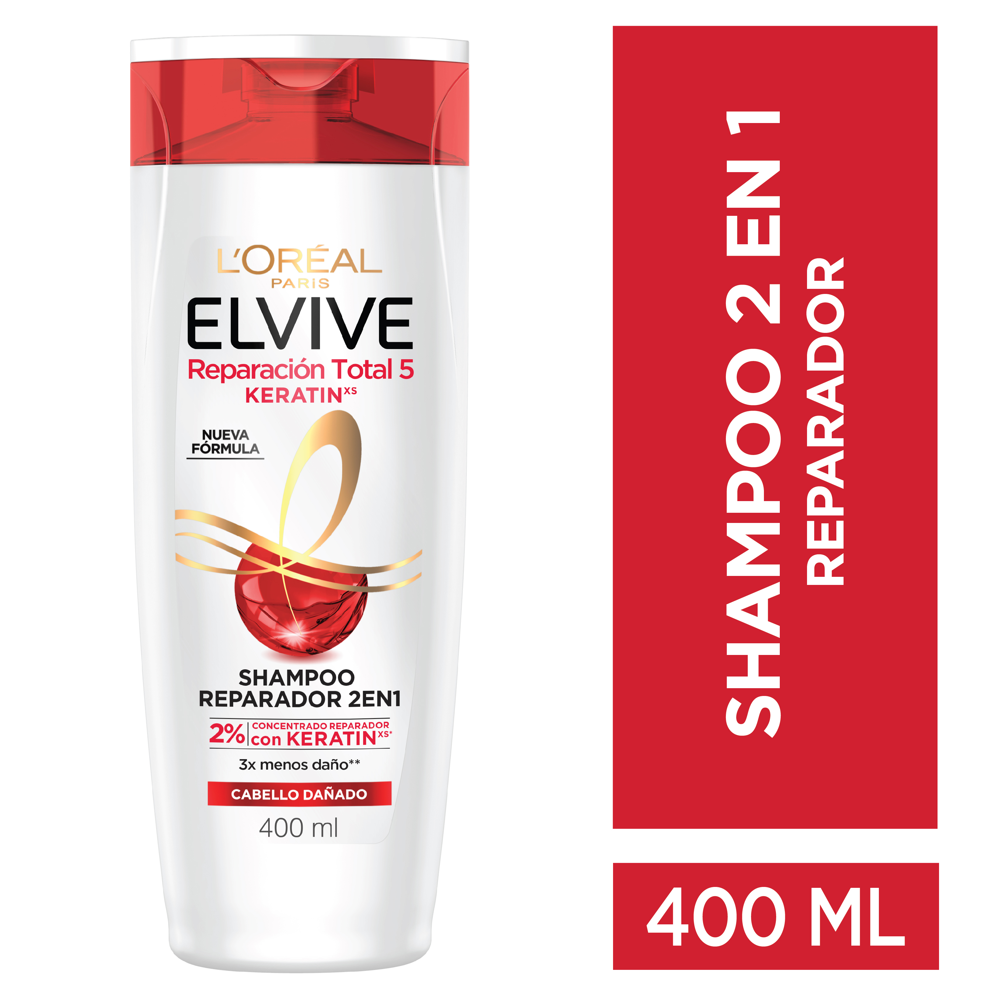 Shampoo Elvive Reparacion Total 2 en 1 400ml Elvive Sh Rep Tot Kerat 2en1 400