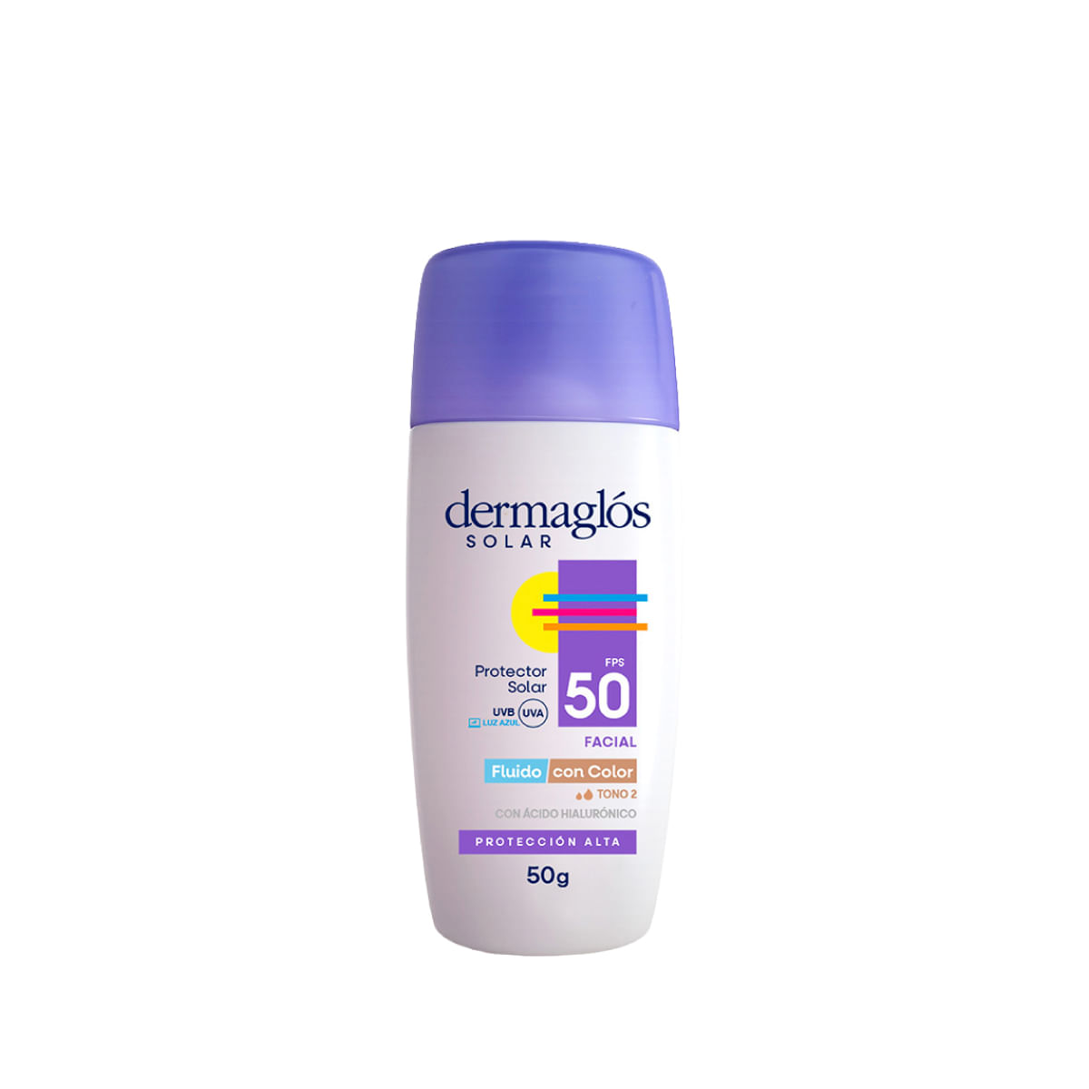 Protector Solar Facial Dermaglós FPS 50 Fluido Tono 2 50gr DERMAGLOS SOL FAC FLUIDO TONO 2